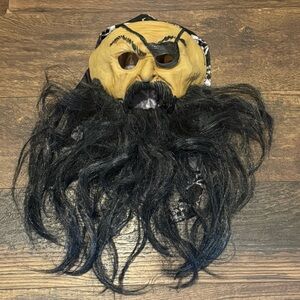 Halloween Adult Pirate Mask with Scruffy Gray/Black Beard Halloween Costume